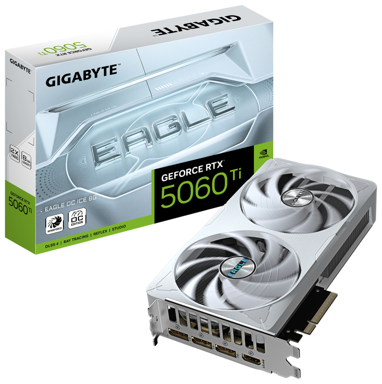 TARJETA GRAFICA GIGABYTE RTX 5060TI EAGLE ICE OC 8GB GDDR7 BLANCO