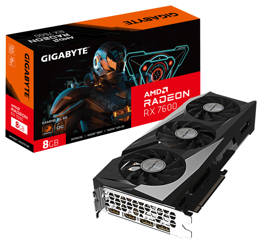 TARJETA GRAFICA GIGABYTE RX 7600 GAMING OC 8GB DDR6