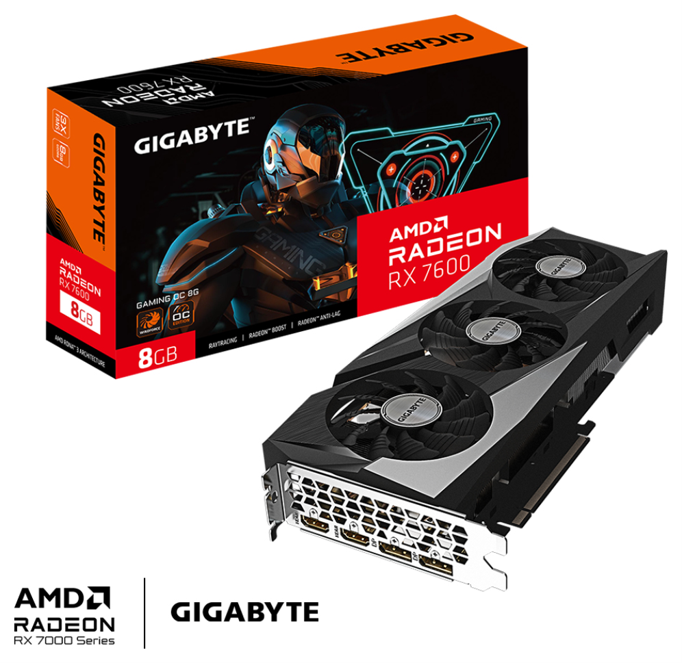 TARJETA GRAFICA GIGABYTE RX 7600 GAMING OC 8GB DDR6 - detalle