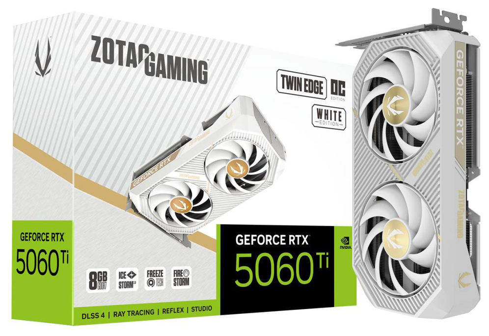 TARJETA GRAFICA ZOTAC RTX 5060 Ti 8GB TWIN EDGE OC WHITE ED - detalle
