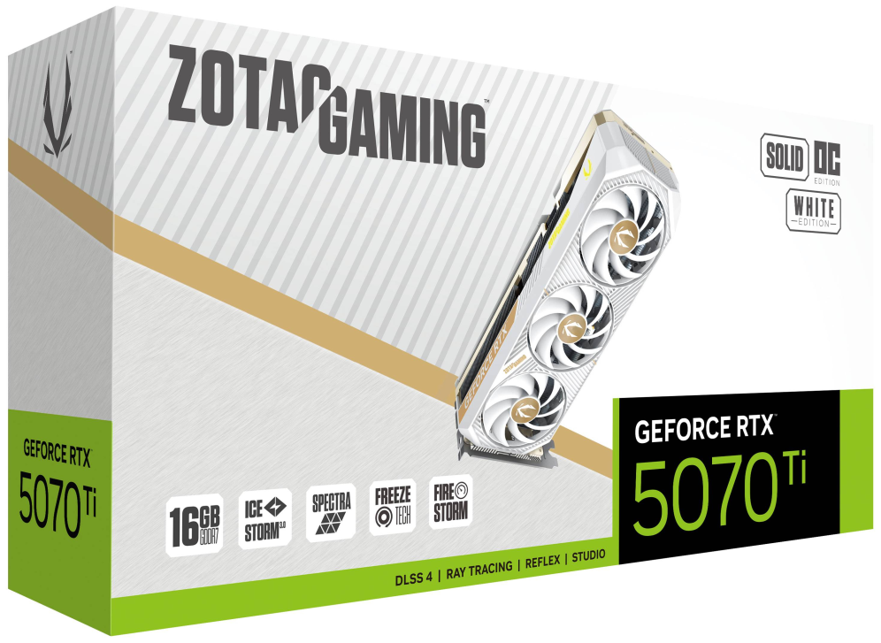 TARJETA GRAFICA ZOTAC RTX 5070 TI SOLID CORE OC BLANCO ED 16GB GDDR7 - detalle