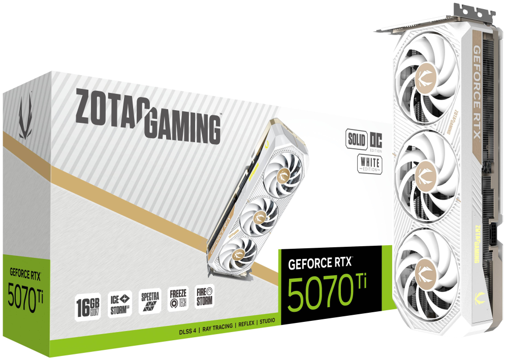 TARJETA GRAFICA ZOTAC RTX 5070 TI SOLID CORE OC BLANCO ED 16GB GDDR7 - detalle