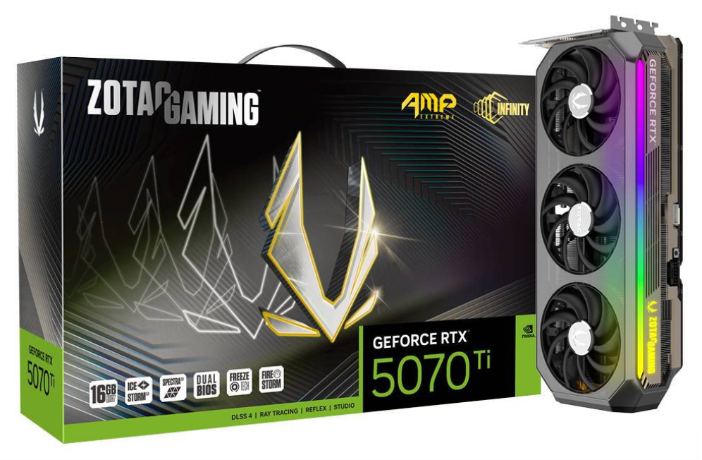 TARJETA GRÁFICA ZOTAC RTX 5070TI AMP EXTREME INFINITY 3X 16GB - detalle
