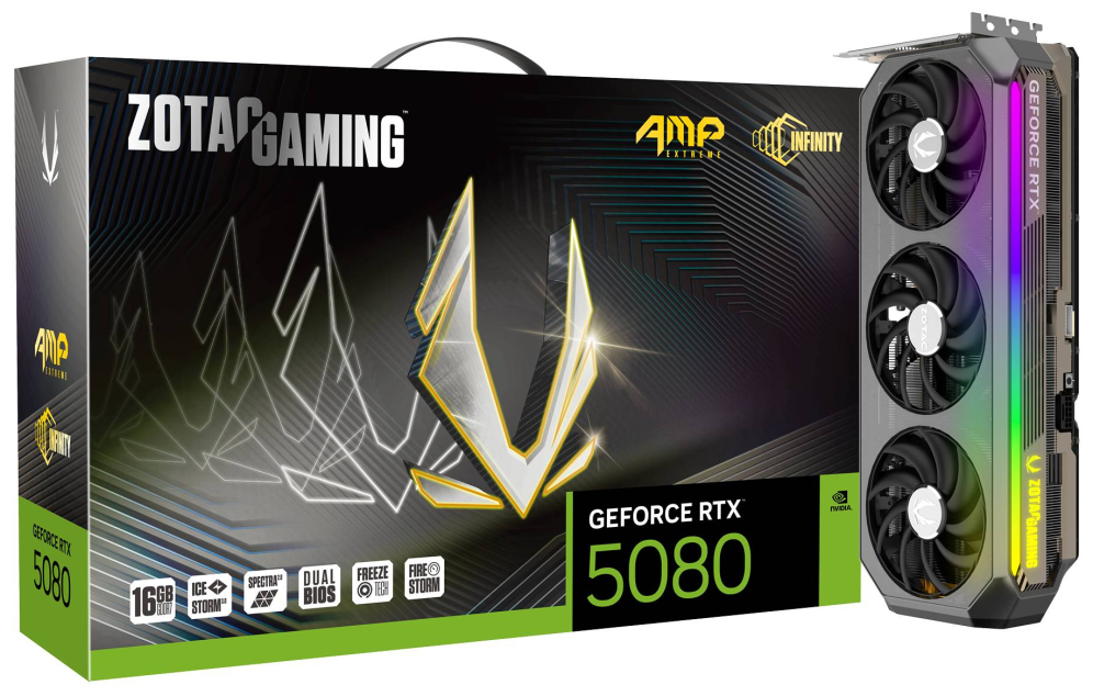 TARJETA GRAFICA ZOTAC RTX 5080 AMP EXTREME 16GB GDDR7 256 BITS - detalle