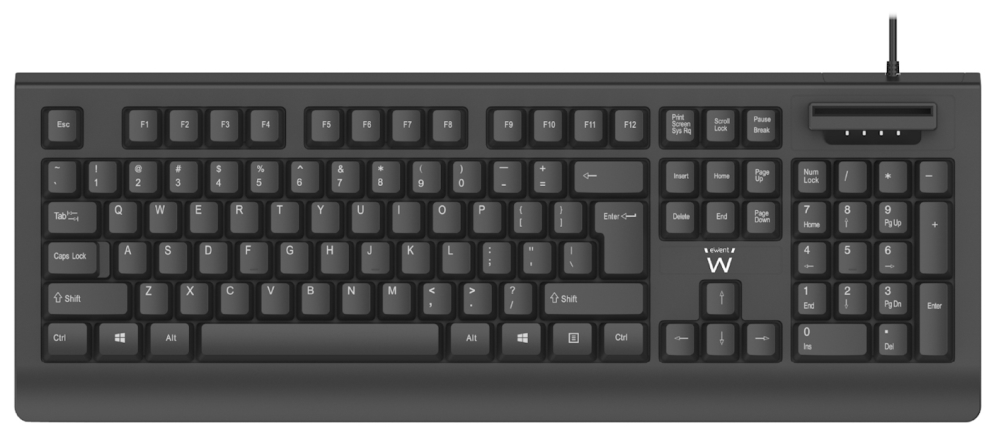 TECLADO EWENT CON LECTOR DNI QWERTY ES USB NEGRO