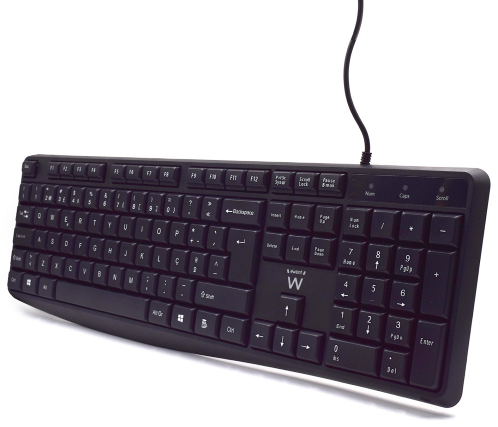 TECLADO EWENT QUERTY PORTUGUES ESCRITURA SILENCIOSA USB NEGRO - detalle