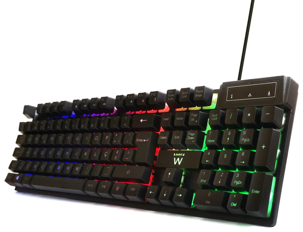 TECLADO GAMING EWENT PT USB RETROILUMINADO MEMBRANA NEGRO - detalle