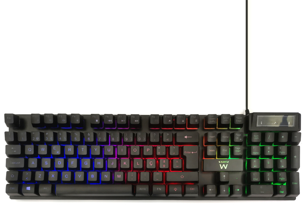 TECLADO GAMING EWENT PT USB RETROILUMINADO MEMBRANA NEGRO