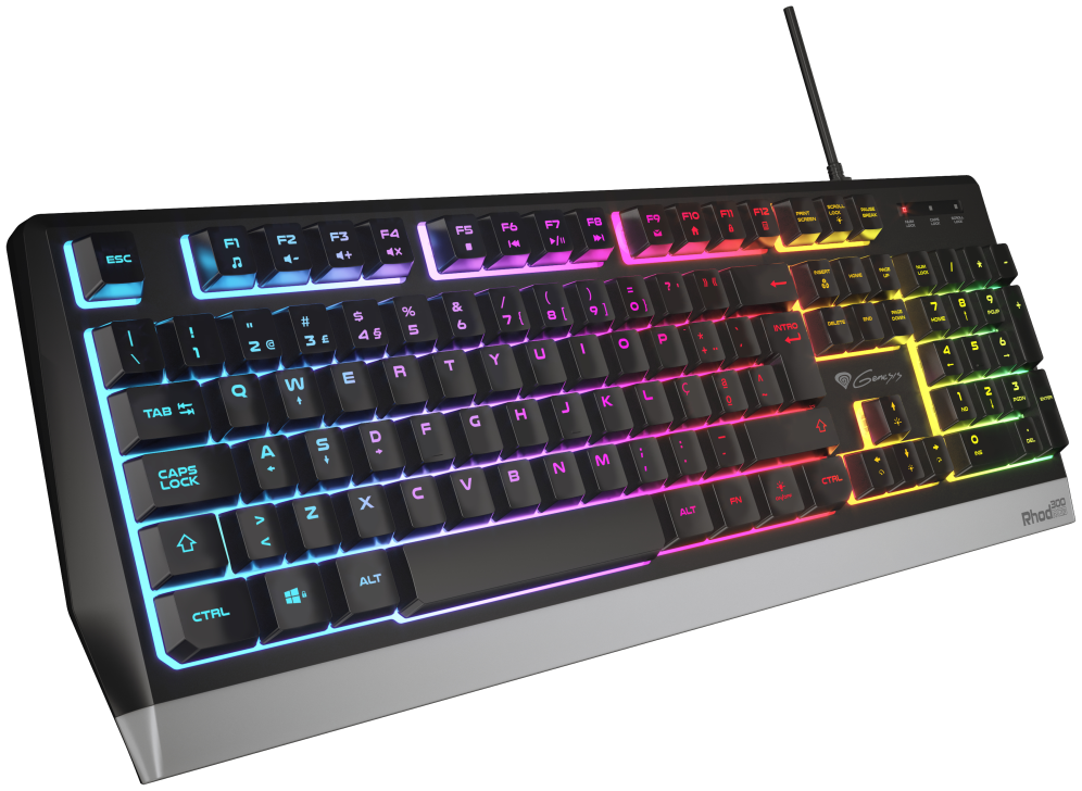 TECLADO GAMING GENESIS RHOD 300 PORTUGUES USB RETROILUMINADO NEGRO - detalle