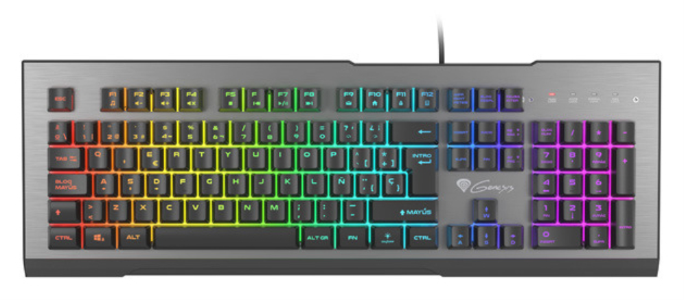 TECLADO GAMING GENESIS RHOD 500 USB RETROILUMINADO ALUMINIO - detalle