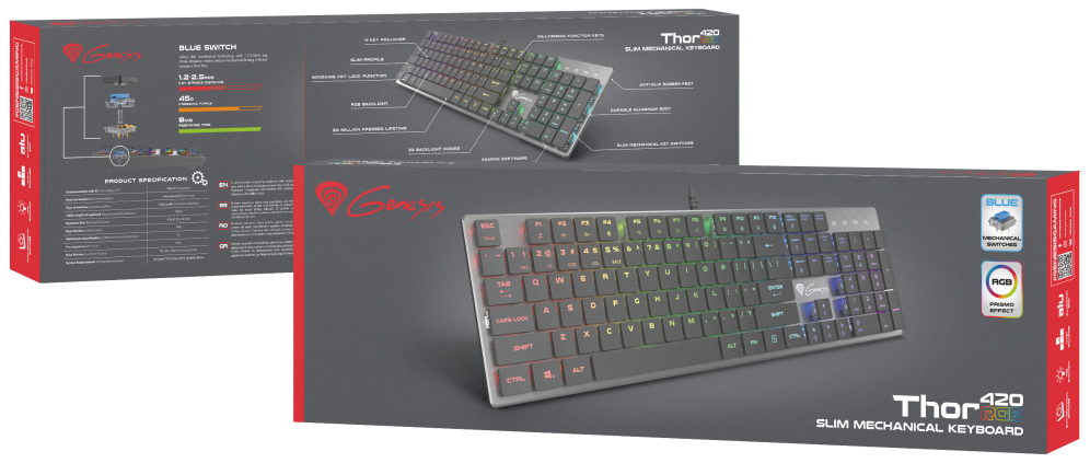 TECLADO GAMING GENESIS THOR 420 RGB US LAYOUT - detalle