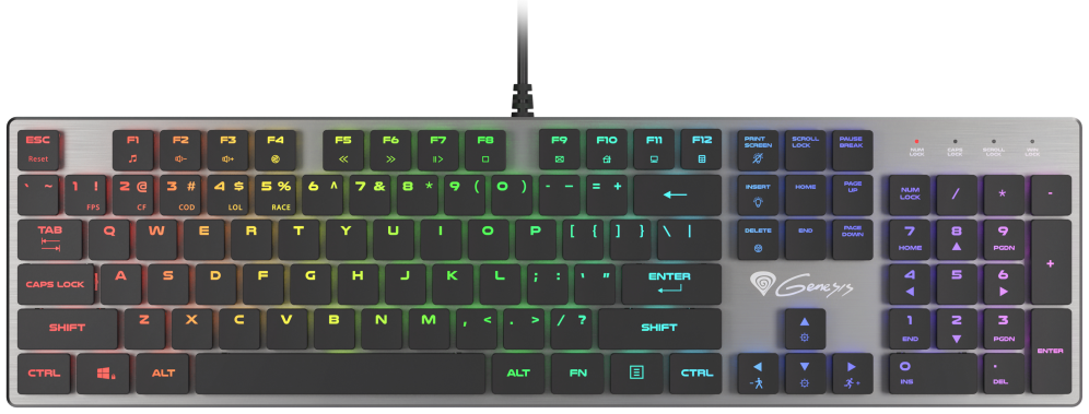 TECLADO GAMING GENESIS THOR 420 RGB US LAYOUT - detalle