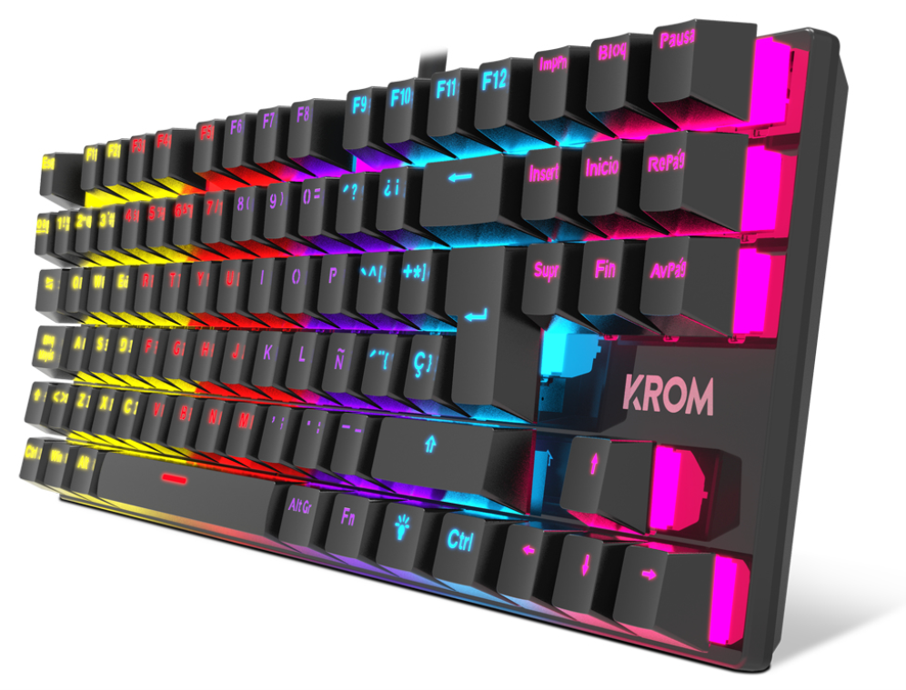 TECLADO GAMING KROM KASIC TKL RAINBOW ES USB RETROILUMINADO MECANICO NEGRO - detalle