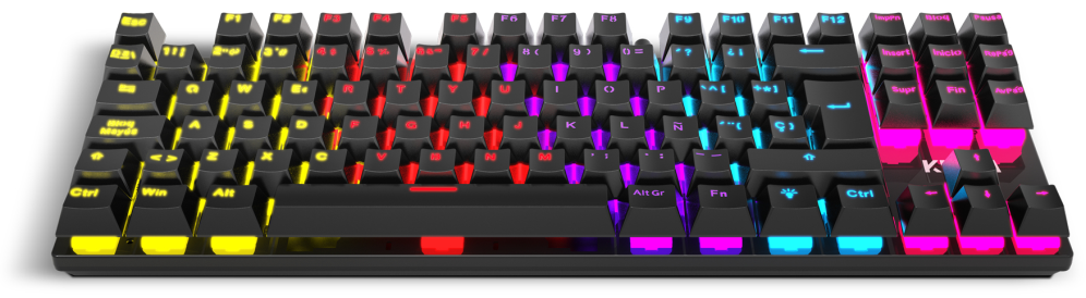 TECLADO GAMING KROM KASIC TKL RAINBOW ES USB RETROILUMINADO MECANICO NEGRO