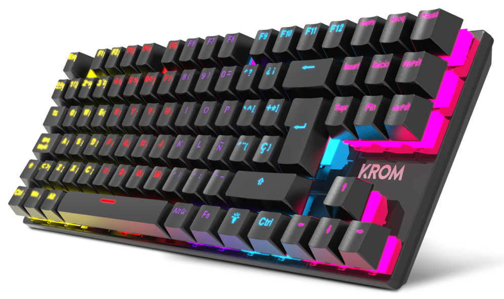 TECLADO GAMING KROM KASIC TKL RAINBOW ES USB RETROILUMINADO MECANICO NEGRO - detalle