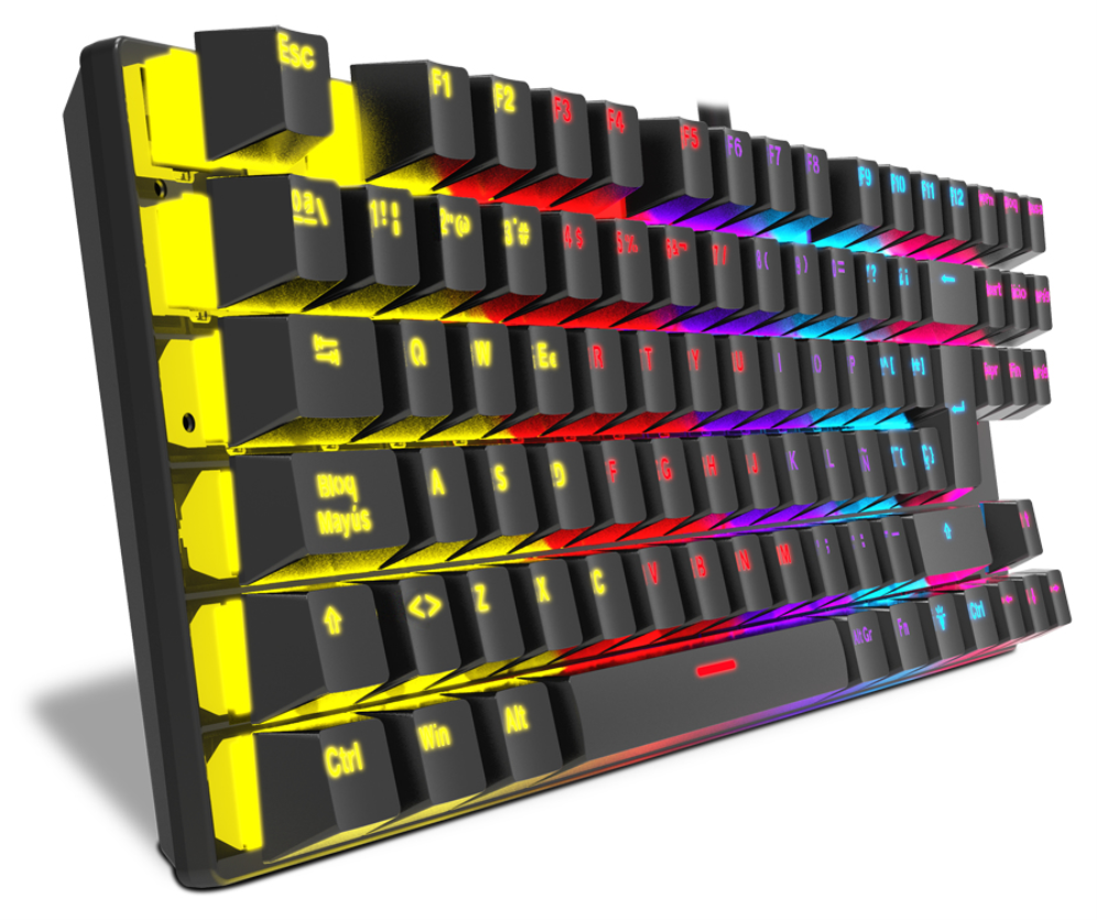 TECLADO GAMING KROM KASIC TKL RAINBOW ES USB RETROILUMINADO MECANICO NEGRO - detalle