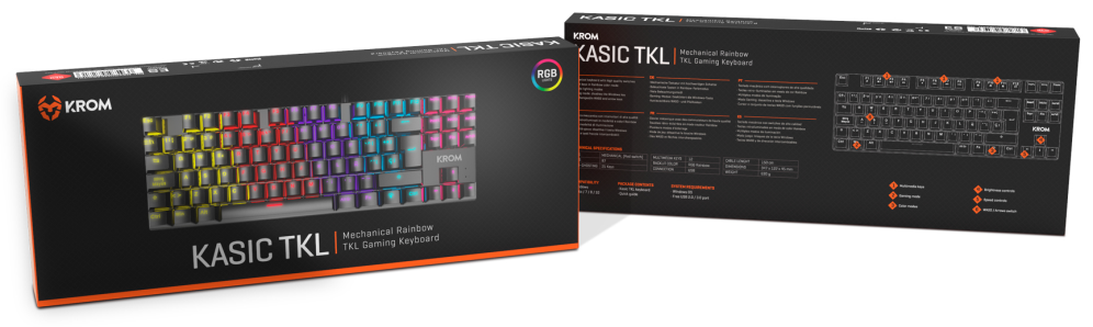 TECLADO GAMING KROM KASIC TKL RAINBOW ES USB RETROILUMINADO MECANICO NEGRO - detalle