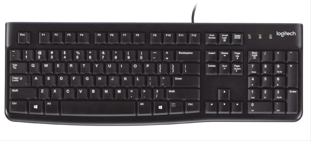 Teclado Logitech K120 para empresas, teclado universal USB QWERTY español, negro