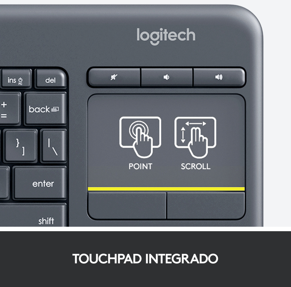 TECLADO LOGITECH K400 PLUS RF INALAMBRICO NEGRO - detalle