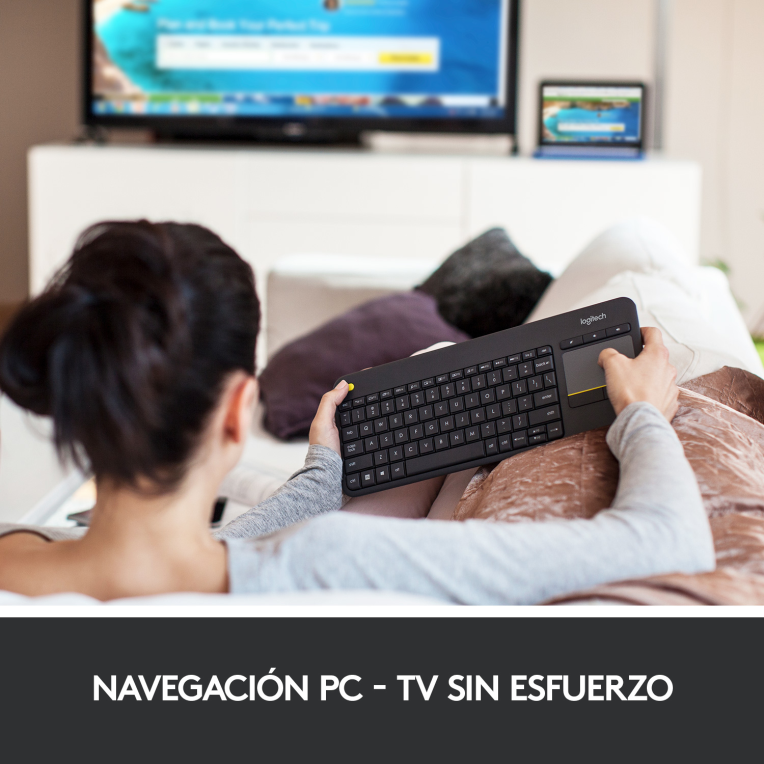 TECLADO LOGITECH K400 PLUS RF INALAMBRICO NEGRO - detalle