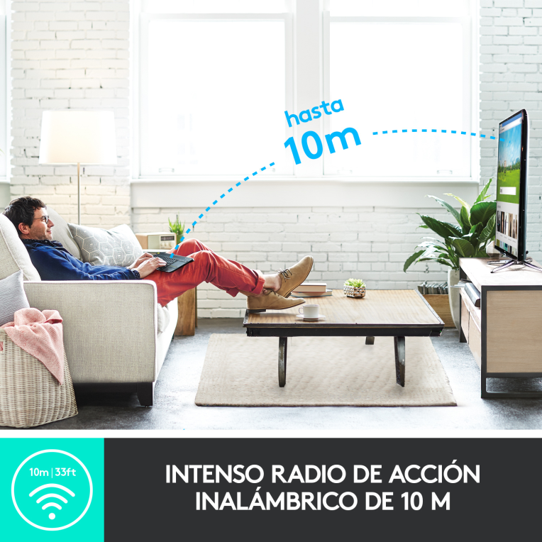 TECLADO LOGITECH K400 PLUS RF INALAMBRICO NEGRO - detalle