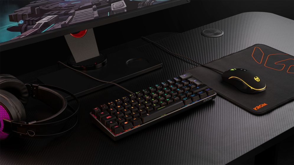TECLADO MINI KROM GAMING KLUSTER BLUETOOTH RETROILUMINADO MECANICO NEGRO - detalle