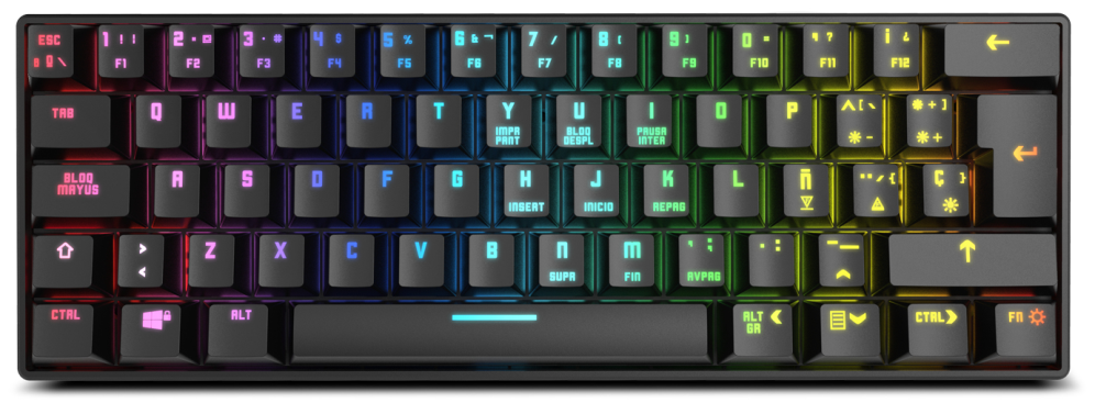 TECLADO MINI KROM GAMING KLUSTER BLUETOOTH RETROILUMINADO MECANICO NEGRO