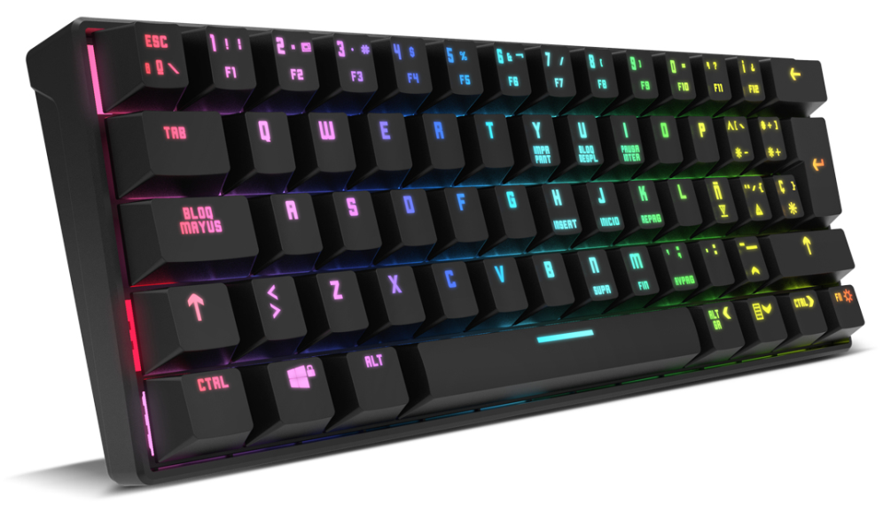 TECLADO MINI KROM GAMING KLUSTER BLUETOOTH RETROILUMINADO MECANICO NEGRO - detalle