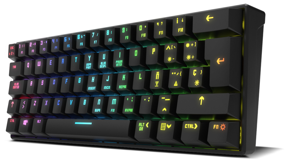 TECLADO MINI KROM GAMING KLUSTER BLUETOOTH RETROILUMINADO MECANICO NEGRO - detalle