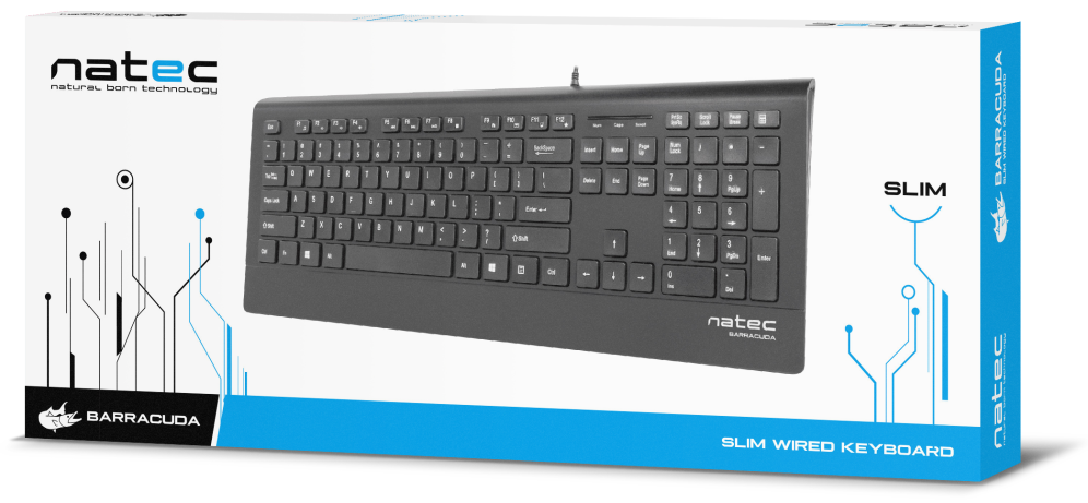 TECLADO NATEC BARRACUDA SLIM USB NEGRO - detalle