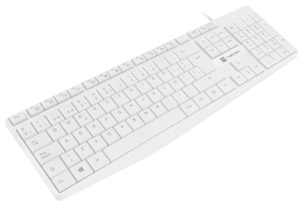 TECLADO NATEC NAUTILUS SLIM LAYOUT USB BLANCO - detalle