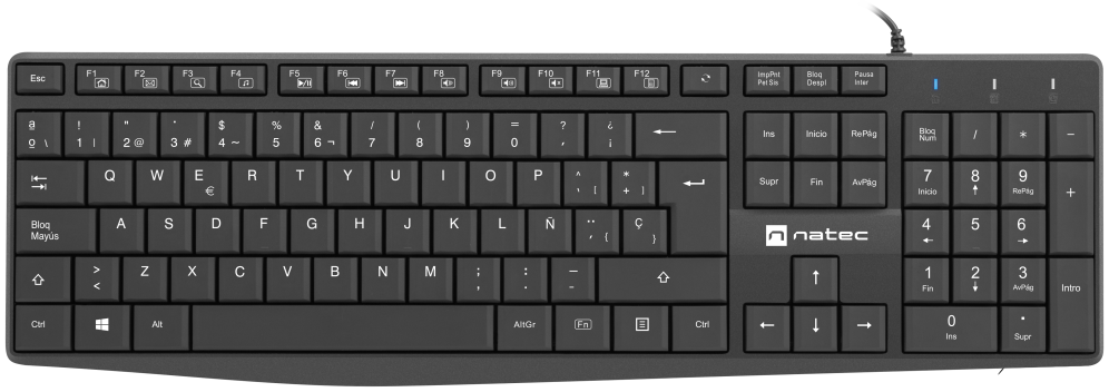 TECLADO NATEC NAUTILUS SLIM LAYOUT USB NEGRO - detalle