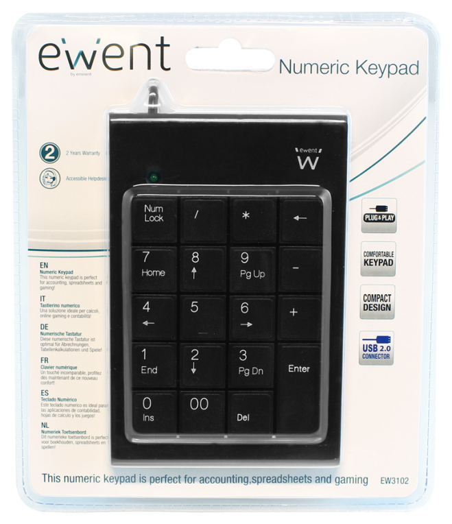 TECLADO NUMERICO EWENT USB NEGRO - detalle