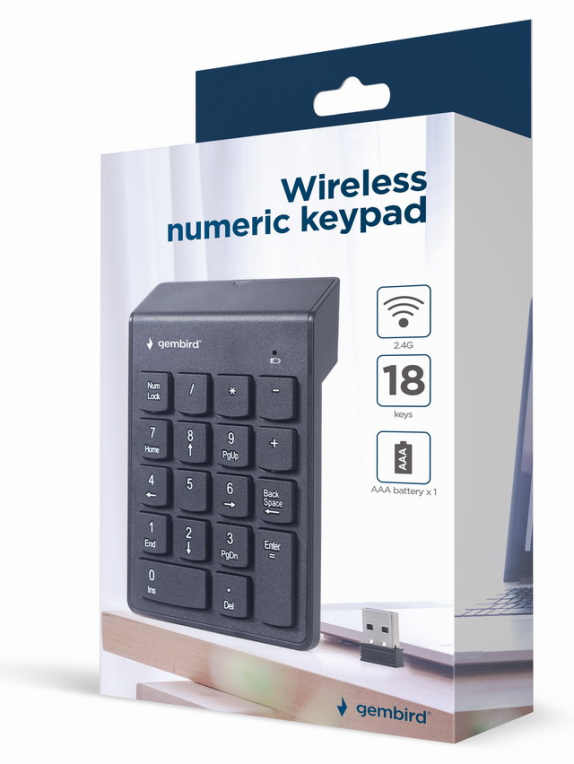 TECLADO NUMERICO GEMBIRD INALAMBRICO NEGRO - detalle