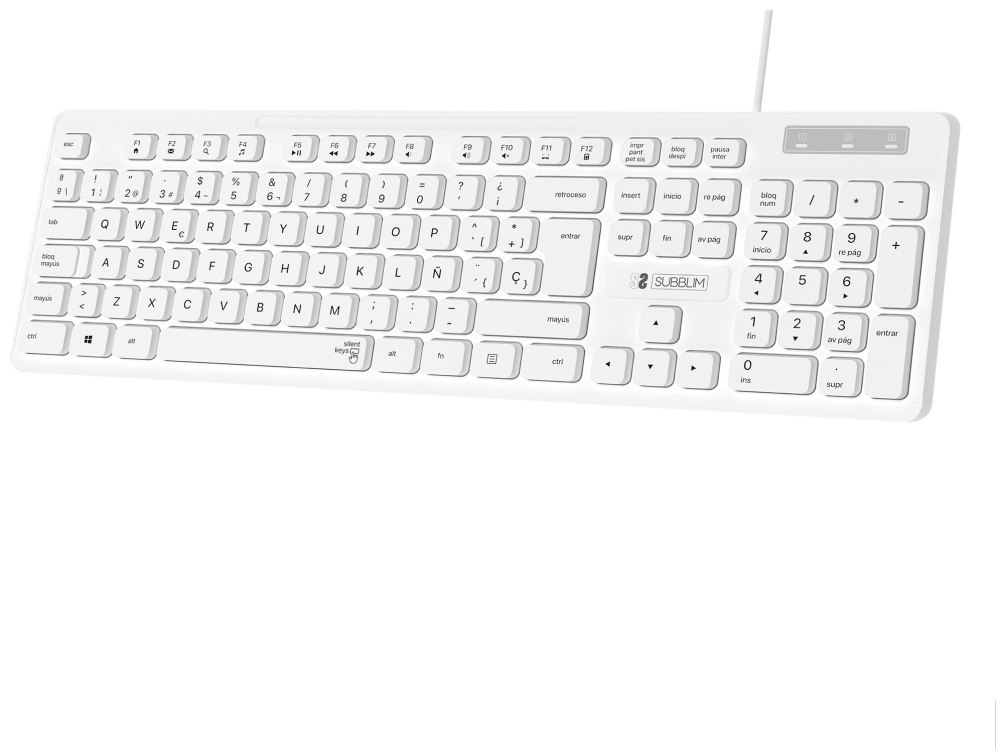 TECLADO SUBBLIM BUSINESS SLIM SILENCIOSO USB BLANCO