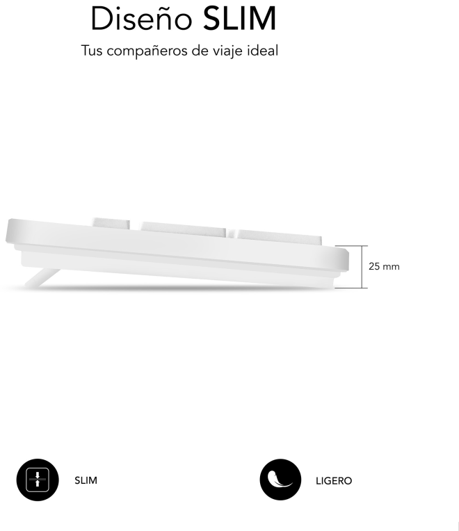 TECLADO SUBBLIM BUSINESS SLIM SILENCIOSO USB BLANCO - detalle