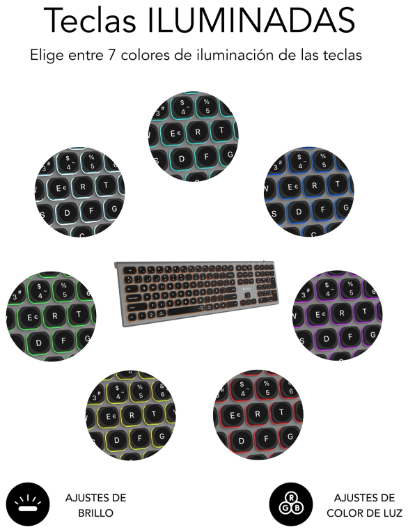 TECLADO SUBBLIM KEYBOARD MASTER BLUETOOTH RETROILUMINADO GREY/BLACK - detalle