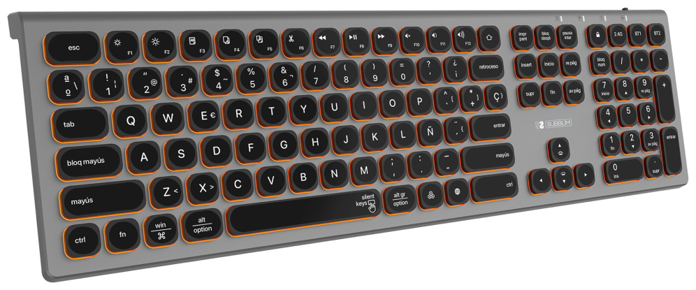 TECLADO SUBBLIM KEYBOARD MASTER BLUETOOTH RETROILUMINADO GREY/BLACK