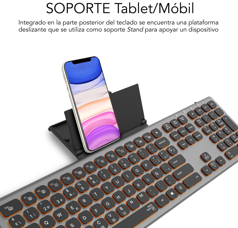 TECLADO SUBBLIM KEYBOARD MASTER BLUETOOTH RETROILUMINADO GREY/BLACK - detalle