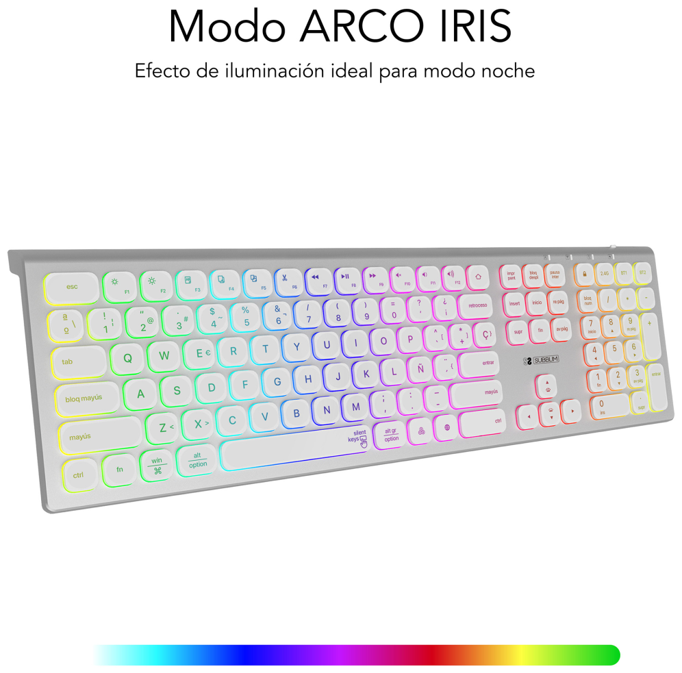 TECLADO SUBBLIM KEYBOARD MASTER BLUETOOTH RETROILUMINADO SILVER/BLACK - detalle