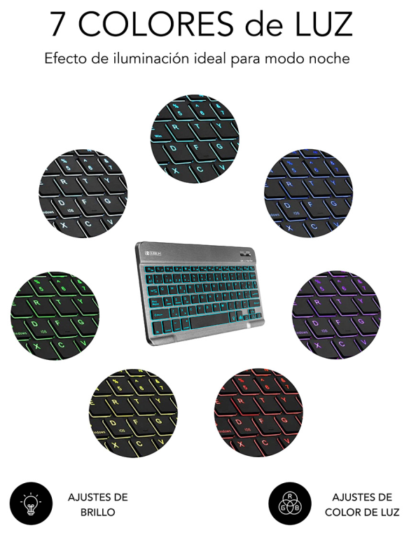 TECLADO SUBBLIM SMART BACKLIT BLUETOOTH RETROILUMINDO GRIS - detalle
