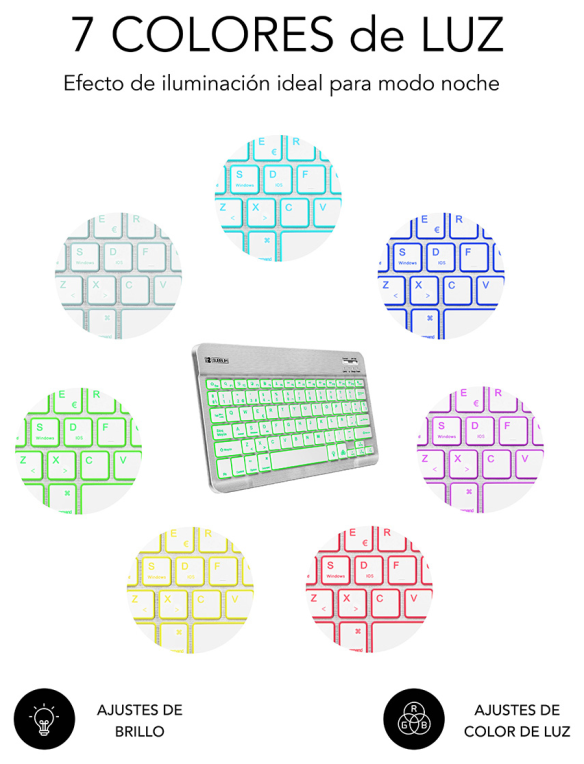 TECLADO SUBBLIM SMART BACKLIT BLUETOOTH RETROILUMINDO SILVER - detalle