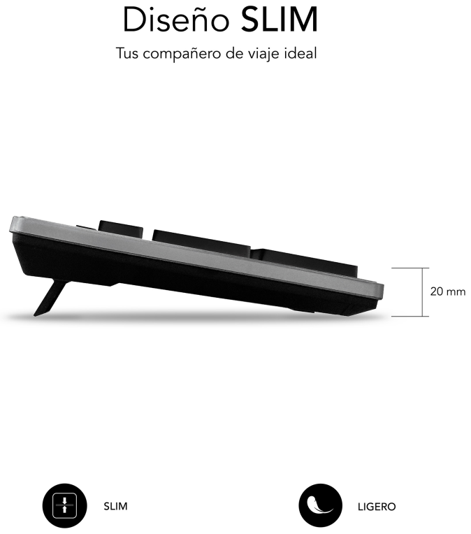 TECLADO SUBBLIM WIRED ERGO KEYS SILENT FLAT HQ USB GREY - detalle