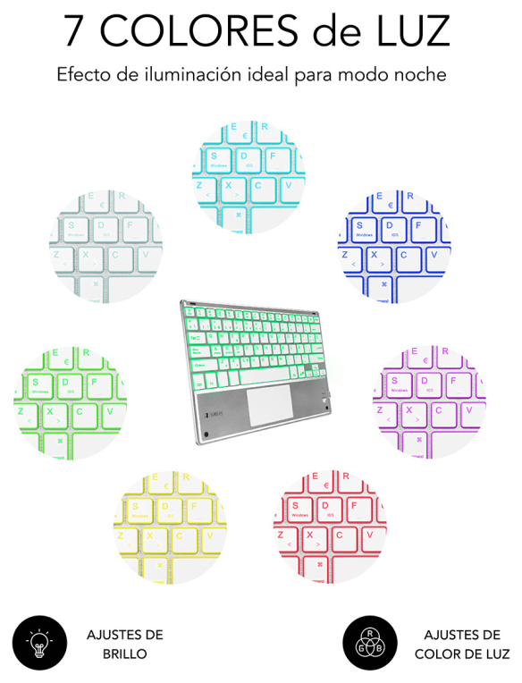 TECLADO TABLET SUBBLIM SMART BACKLIT BT KEYBOARD TOUCHPAD SILVER - detalle