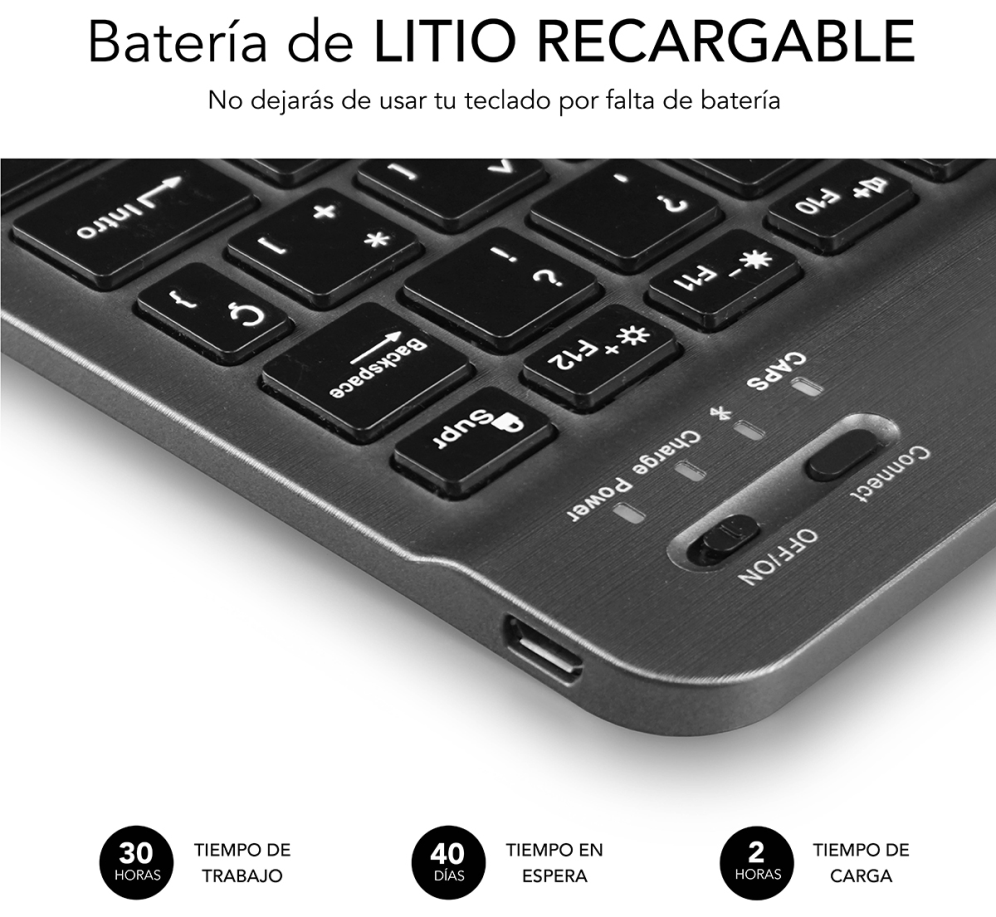 TECLADO TABLET SUBBLIM SMART BT KEYBOARD GREY - detalle