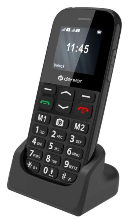 Denver BAS-18800L teléfono móvil 4.5 cm (1.77") Negro Teléfono para personas mayores