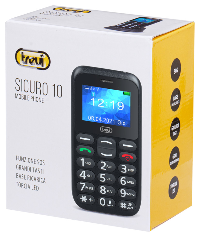 TELEFONO TREVI SICURO 10 SENIOR PHONE BIG BUTTONS FUNCION S.O.S. BLACK - detalle