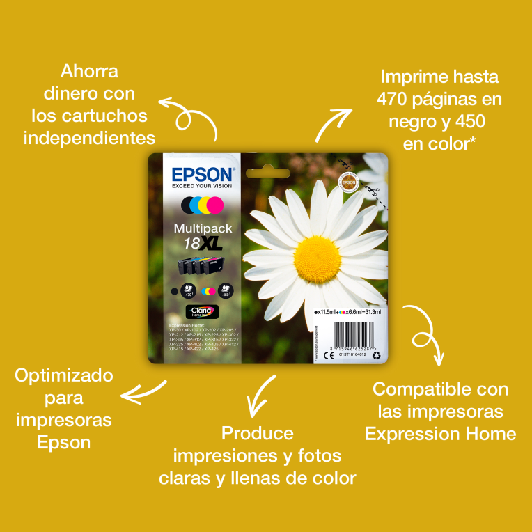 TINTA EPSON EXPRESION HOME 18XL CIAN XP102 205 215 305 405 - detalle