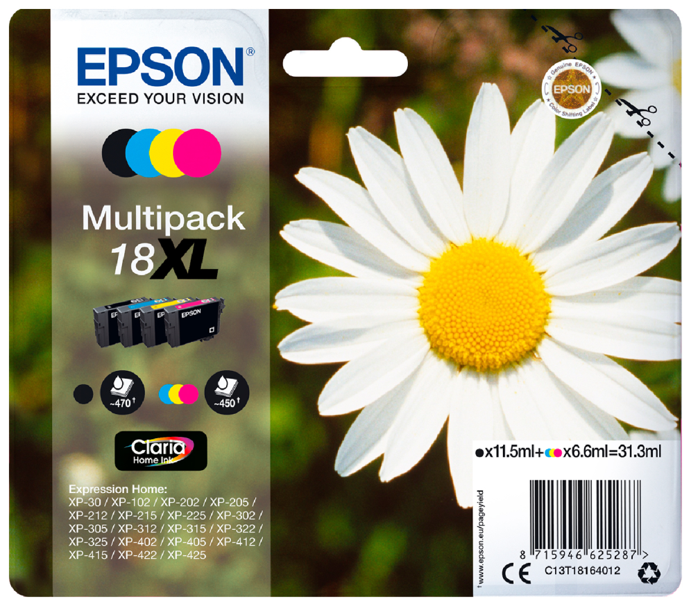 TINTA EPSON EXPRESION HOME 18XL CIAN XP102 205 215 305 405 - detalle