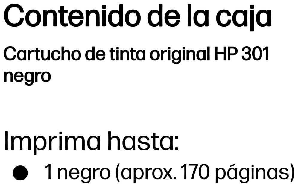TINTA HP 301 NEGRO - detalle